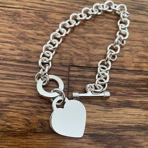 Chunky Heart Charm Bracelet Silver